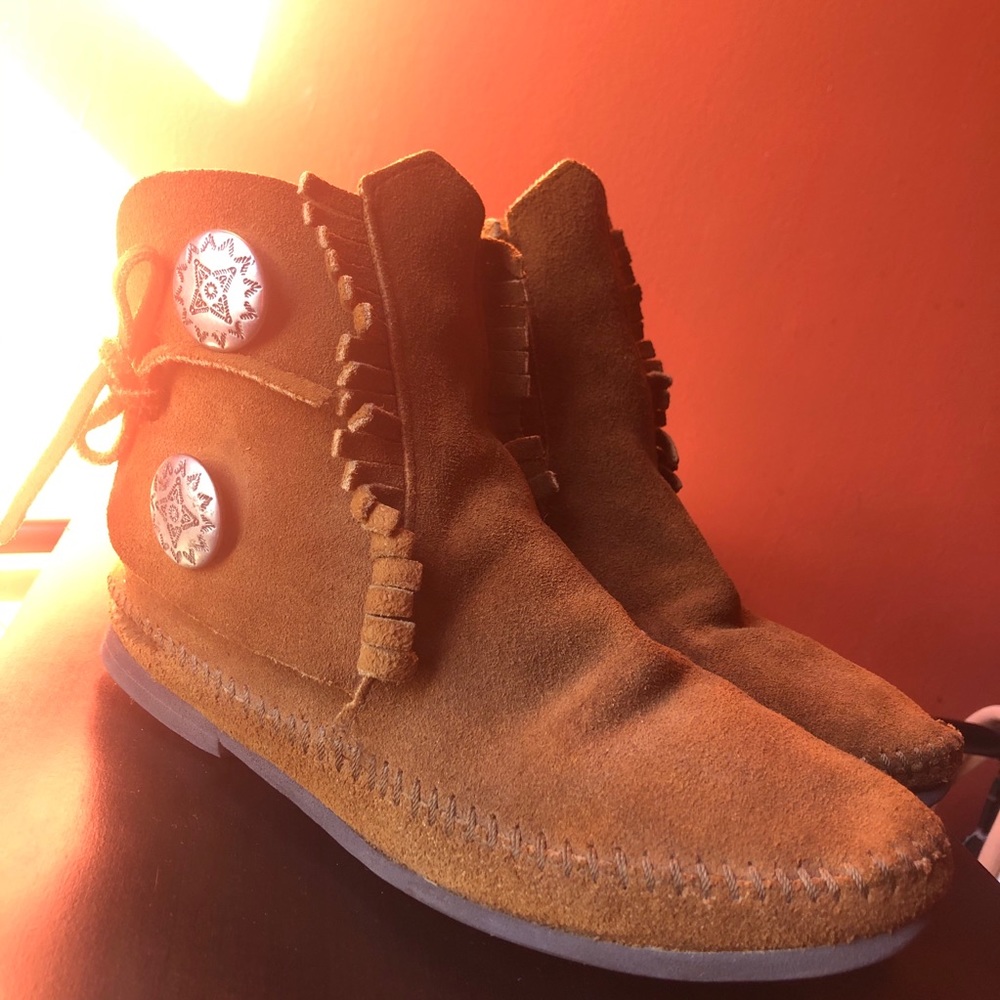 Vintage Minnetonka Moccasins Fringe Ankle Booties